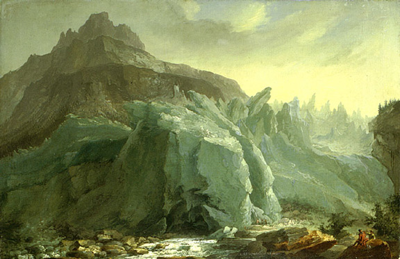 Каспар Вольф. Нижний гриндельвальдский ледник (Unterer Grindelwaldgletscher). 1774 г. Каспар Вольф. Нижний гриндельвальдский ледник (Unterer Grindelwaldgletscher). 1774 г.
