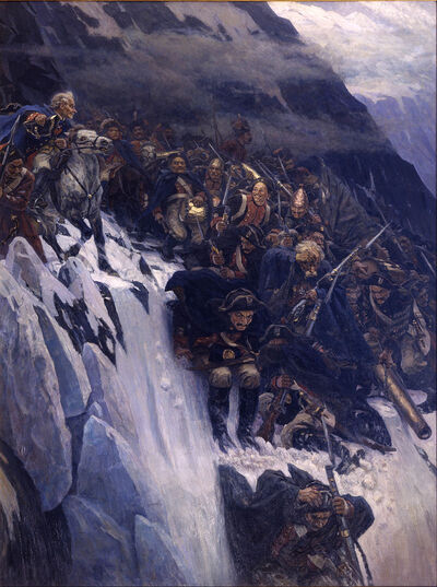 Переход Суворова через Альпы, В.И. Суриков, 1899 г Переход Суворова через Альпы